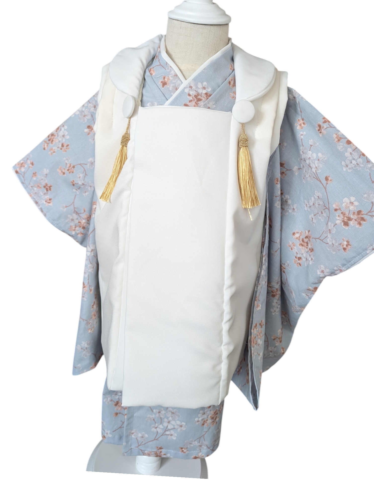 3歳着物　被布セット　かすみ草　ホワイト　セパレート