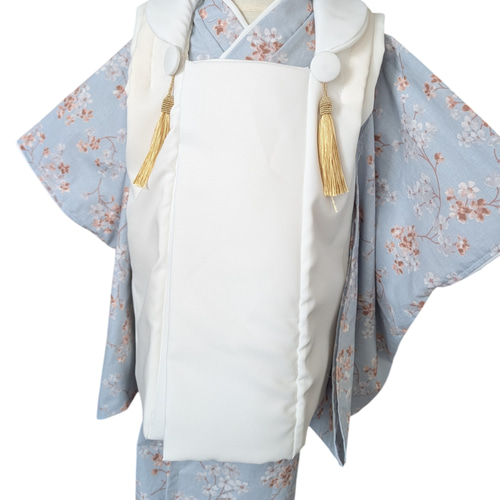 3歳着物 被布セット かすみ草 ホワイト セパレート ベビー服 yu_yu 