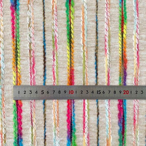 カラフルストライプマフラー Belly刺繍付き f3-h▽フランネル刺繍生地▽ストライプ柄 厚手 カラフル クリーム色