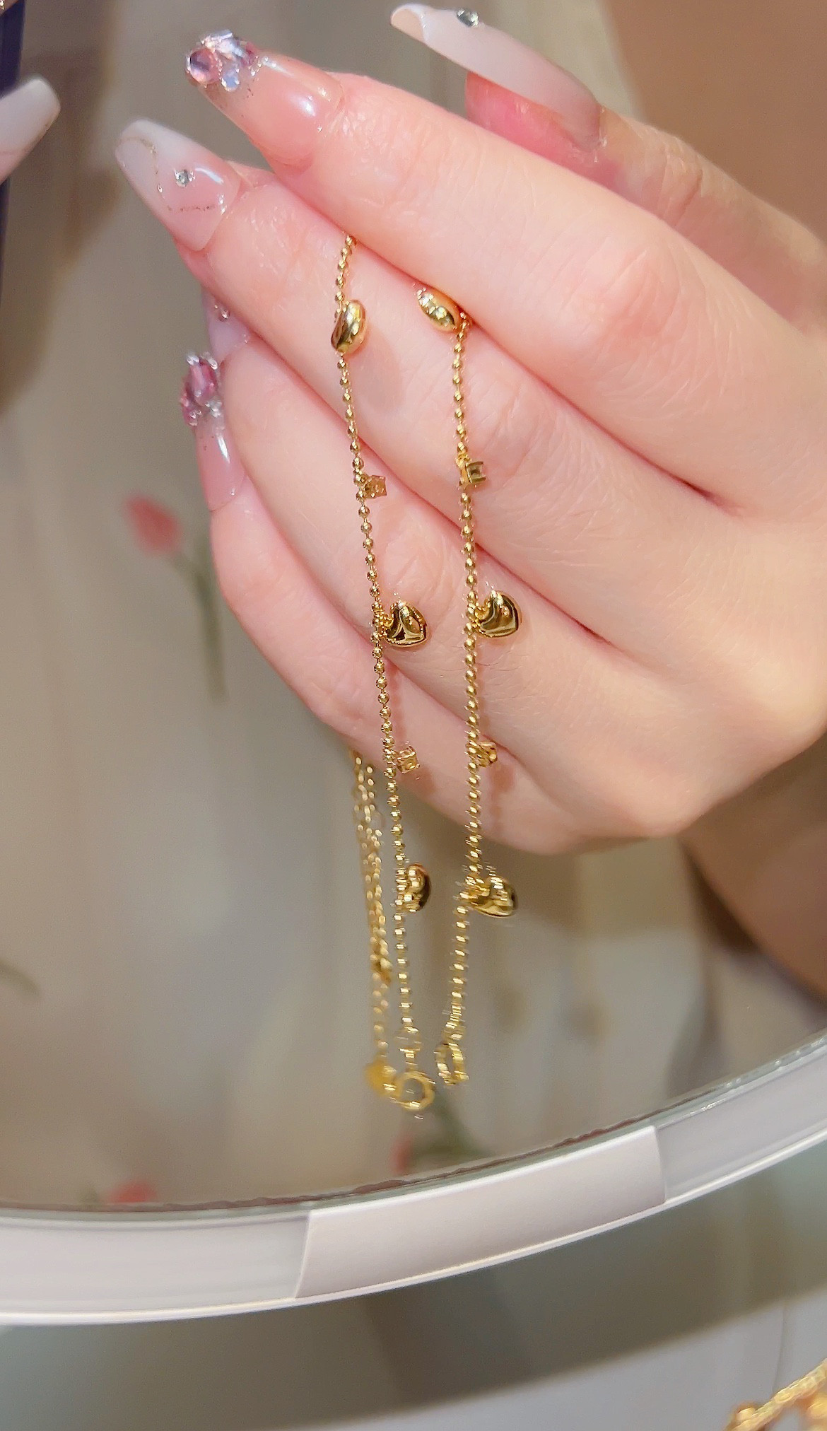 ハート形　ダイヤモンド付きブレスレットk18