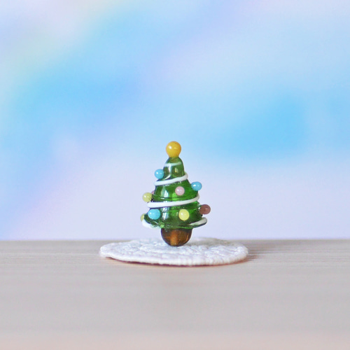小さな ガラス細工のクリスマスツリー（G）（ミニチュア オブジェ
