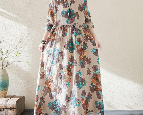 アナイ　花　アート 草花　素敵　ワンピース　デザイン　春　ロングワンピース c9125d9f35aea3246dba06ed16b751