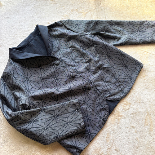 着物　リメイク　正絹紬　ジャケット　ノーカラー　シャツジャケット 着物リメイク | mocomode | 着物リメイク 着物 リメイク 正絹紬