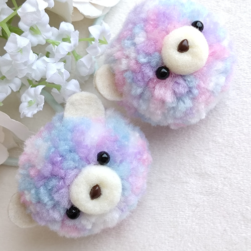 2個セット】ゆめかわ ふわふわくまさんのヘアゴム かわいい