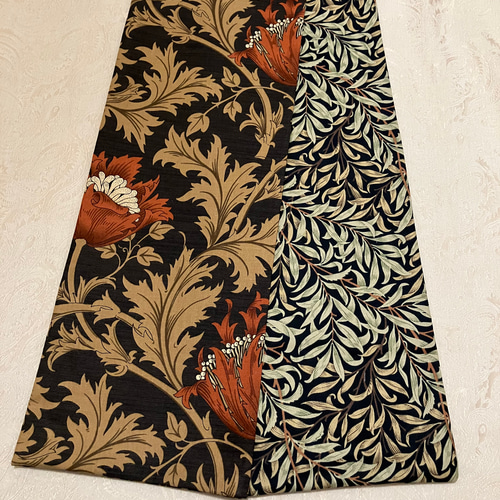 半幅帯 長尺 ウィリアムモリス アネモネ オレンジベース