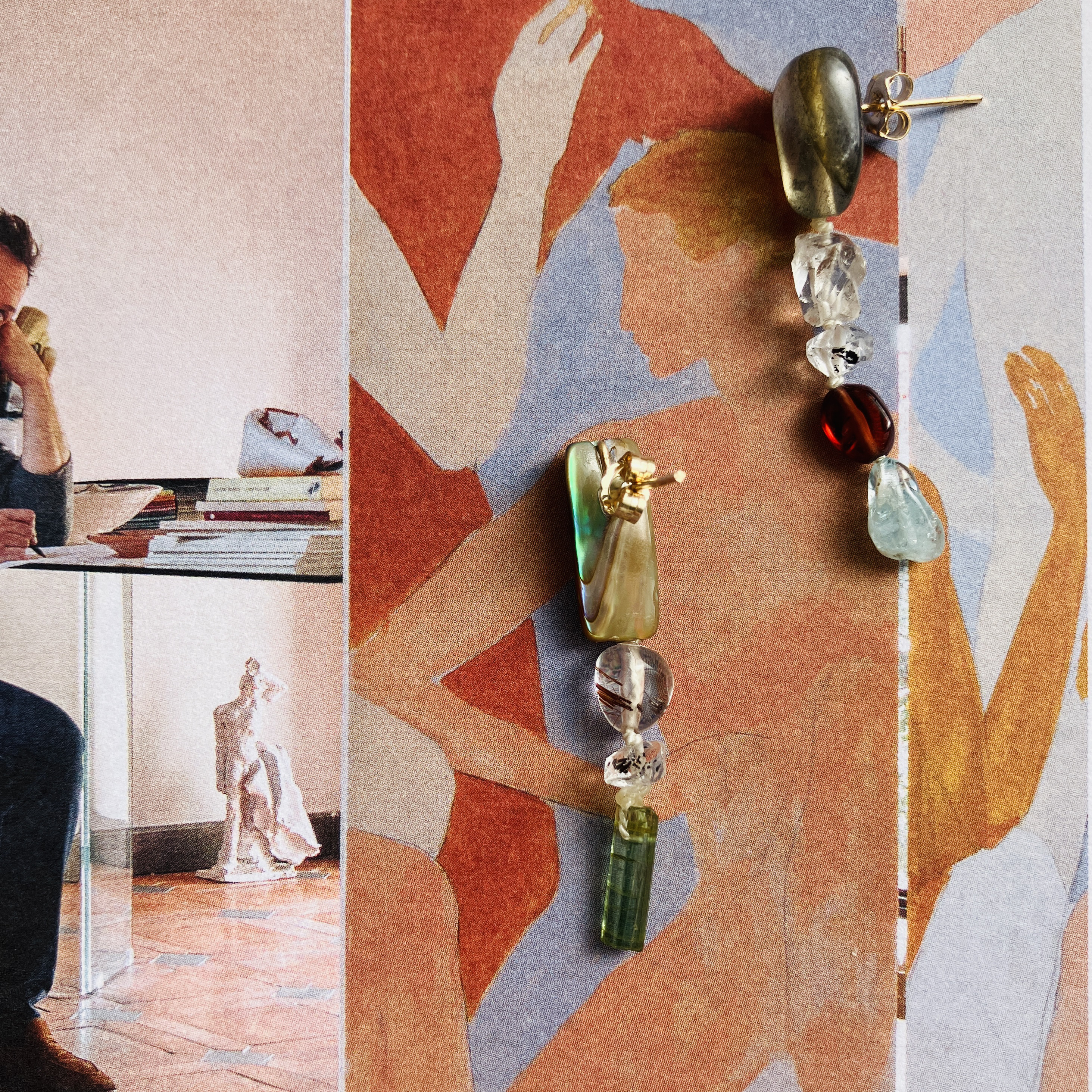 Decoration　飾りつけ　K１４gfスタッドピアス　ノンホールピアス変更可１点もの