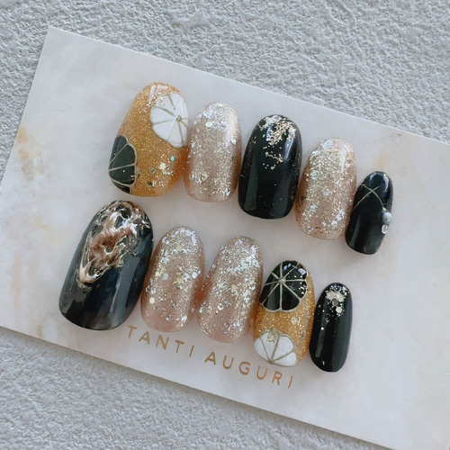 金 ゴールド 振袖 成人式 ネイルチップ キラキラ ギラギラ 派手