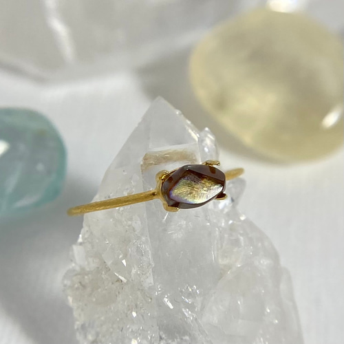 カスタムハンドメイド 日本奈良産レインボーガーネットシルバーリング