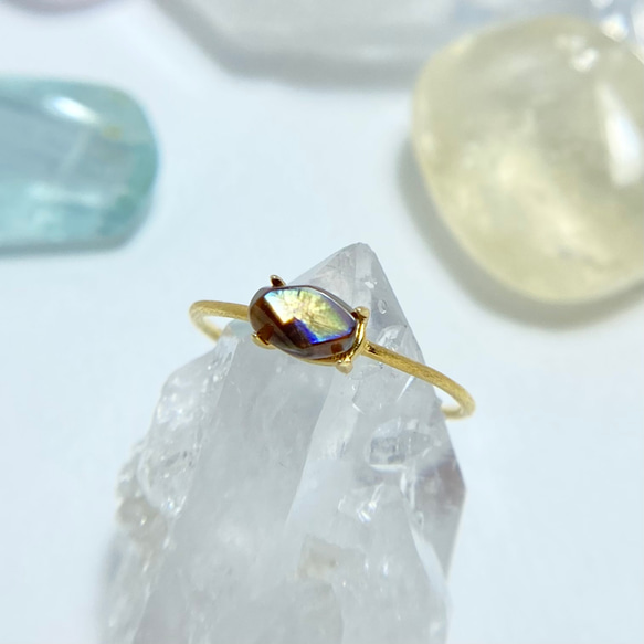 天然レインボーガーネットリング （選べるサイズ） 原石から磨いた1点