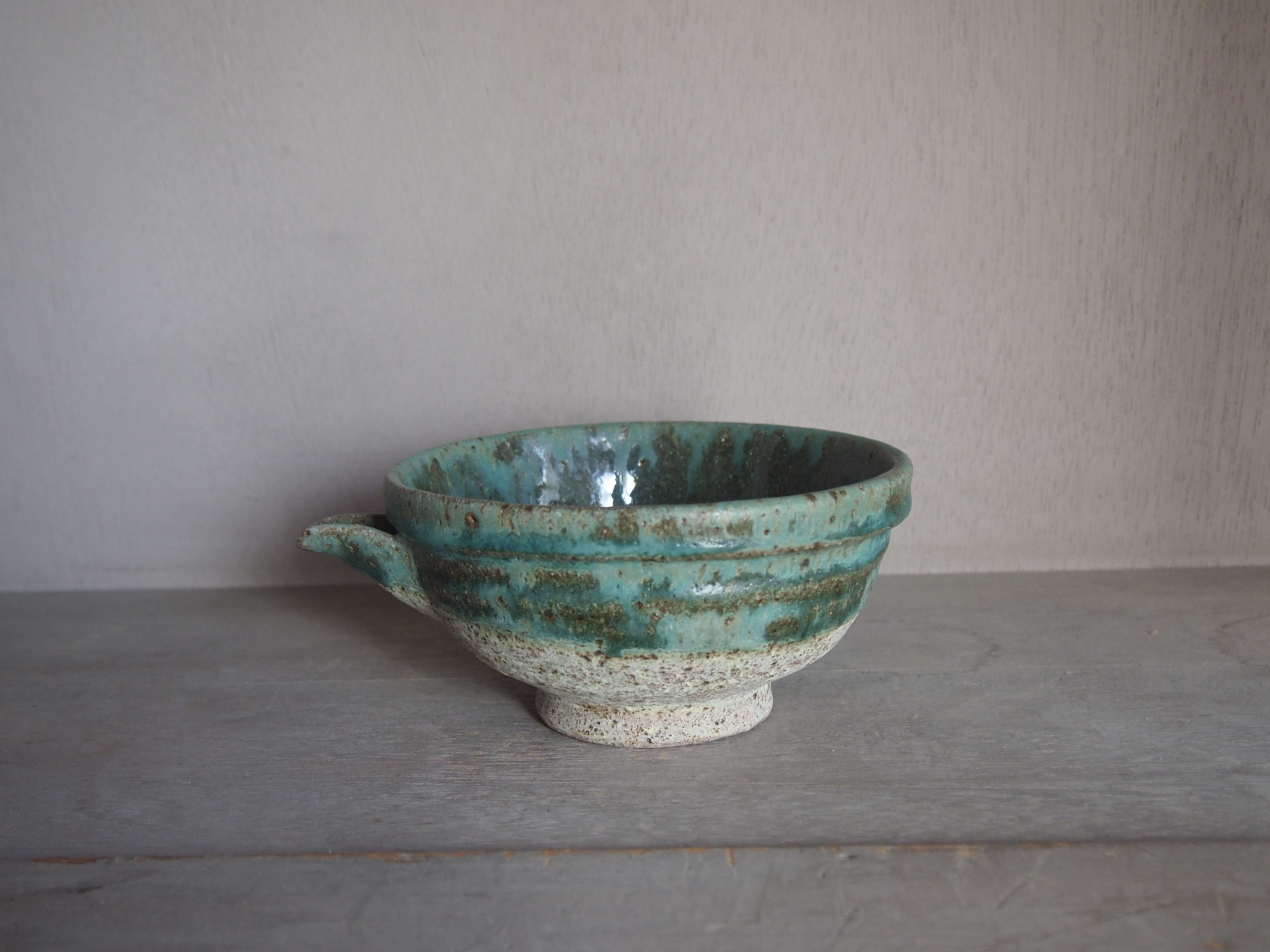 流彩釉片口鉢　緑