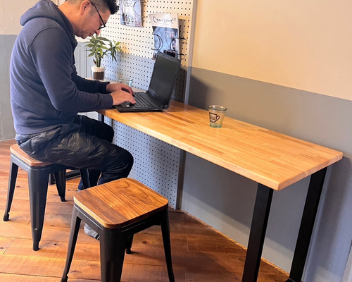 あなただけのカウンターテーブルロ型アイアン脚 ラバーウッド