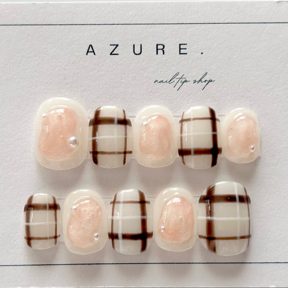 ブラウンネイルナチュラルネイルぷっくりネイルピンクネイルニュアンスネイル春ネイル夏ネイルつけ爪ネイルチップ春夏秋冬 3枚目の画像