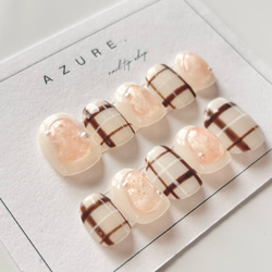 ブラウンネイルナチュラルネイルぷっくりネイルピンクネイルニュアンスネイル春ネイル夏ネイルつけ爪ネイルチップ春夏秋冬 1枚目の画像