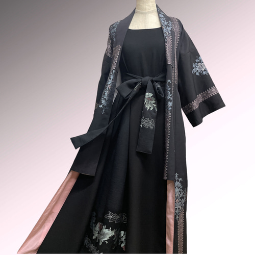 着物ガウン ドレスガウン ガウンワンピース 着物リメイク B70412 ドレープ袖 着物ガウン ドレスガウン 羽織 着物リメイク 演奏会