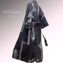 ラメ刺繍可愛い 着物ガウン ドレスガウン 羽織 着物リメイク 和洋MIX