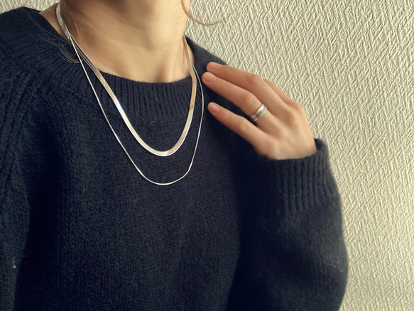 ーレイヤードスネークチェーンネックレスー　サージカルステンレス　チェーンネックレス　スネークチェーン　ネックレス 6枚目の画像