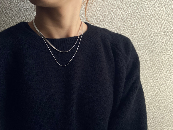 ーレイヤードスネークチェーンネックレスー　サージカルステンレス　チェーンネックレス　スネークチェーン　ネックレス 4枚目の画像