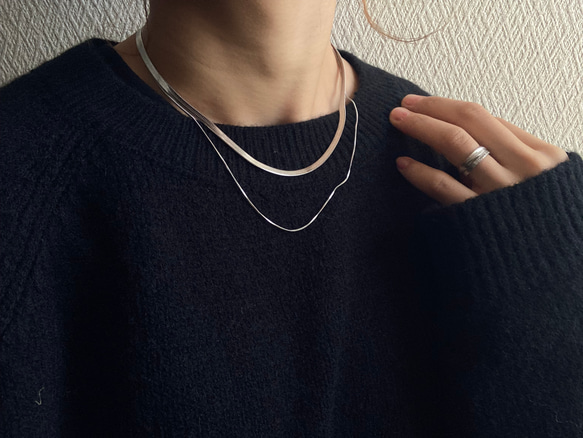 ーレイヤードスネークチェーンネックレスー　サージカルステンレス　チェーンネックレス　スネークチェーン　ネックレス 2枚目の画像