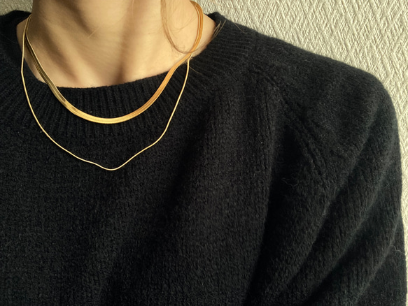 ーレイヤードスネークチェーンネックレスー　サージカルステンレス　チェーンネックレス　スネークチェーン　ネックレス 9枚目の画像