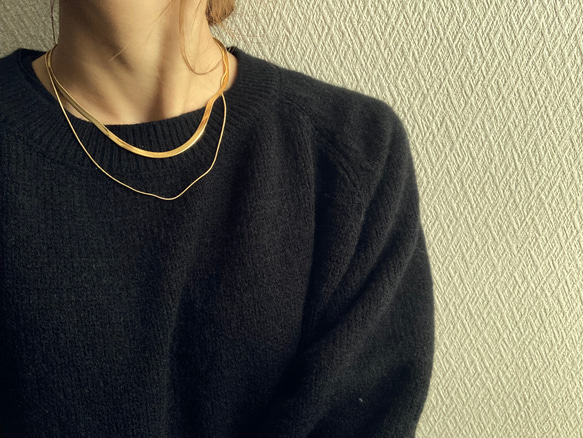 ーレイヤードスネークチェーンネックレスー　サージカルステンレス　チェーンネックレス　スネークチェーン　ネックレス 13枚目の画像