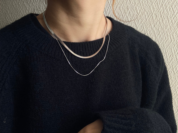 ーレイヤードスネークチェーンネックレスー　サージカルステンレス　チェーンネックレス　スネークチェーン　ネックレス 7枚目の画像