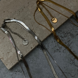 ーレイヤードスネークチェーンネックレスー　サージカルステンレス　チェーンネックレス　スネークチェーン　ネックレス 15枚目の画像