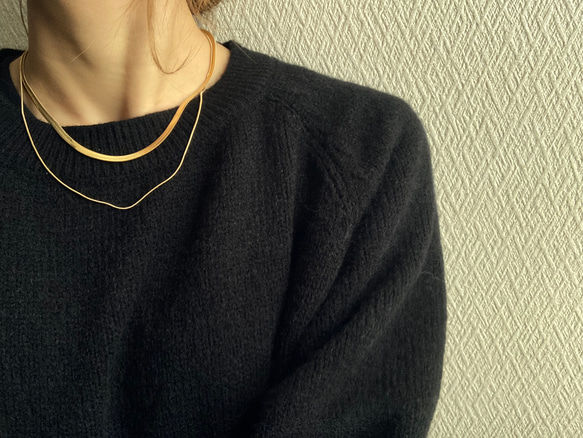 ーレイヤードスネークチェーンネックレスー　サージカルステンレス　チェーンネックレス　スネークチェーン　ネックレス 3枚目の画像