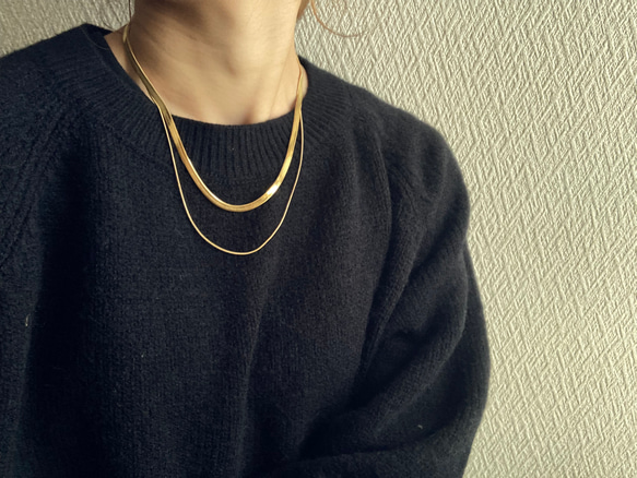 ーレイヤードスネークチェーンネックレスー　サージカルステンレス　チェーンネックレス　スネークチェーン　ネックレス 8枚目の画像
