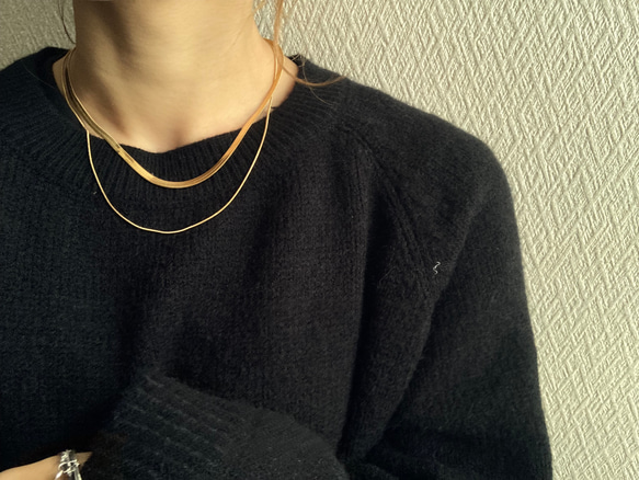 ーレイヤードスネークチェーンネックレスー　サージカルステンレス　チェーンネックレス　スネークチェーン　ネックレス 18枚目の画像