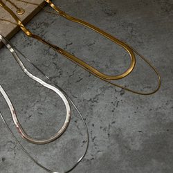 ーレイヤードスネークチェーンネックレスー　サージカルステンレス　チェーンネックレス　スネークチェーン　ネックレス 17枚目の画像