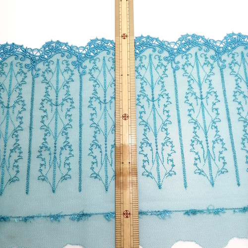 S81★端ケミカルチュール★銀糸キラキラ薔薇✿刺繍レース★ハンドメイドマスク 1m 銀糸入りキラキラ ケミカルレース端 刺繍チュールレース