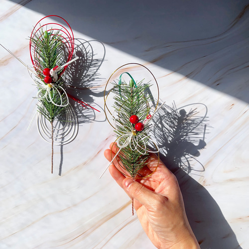 3日以内発送【再販】小さな若松と鶴の水引の迎春飾り｜正月飾り 玄関