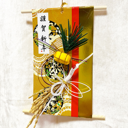 ☆美品☆和風 掛け飾り12ヶ月シリーズ 超早割お正月【梅•俵】稲穂と鶴の壁掛け飾り 迎春 鶴 水引飾り
