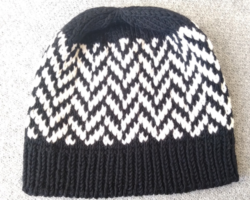 洗濯機で洗えるニットキャップ ビーニー ヘリンボーン柄 ニット帽