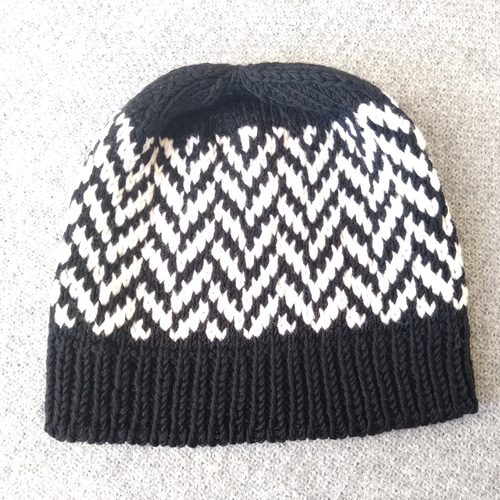 洗濯機で洗えるニットキャップ ビーニー ヘリンボーン柄 ニット帽