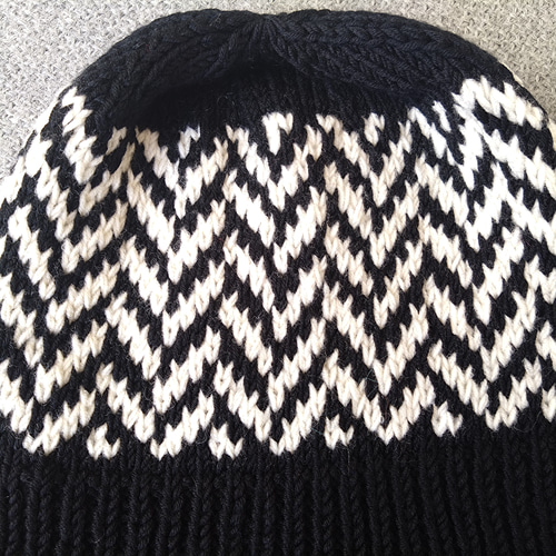 洗濯機で洗えるニットキャップ ビーニー ヘリンボーン柄 ニット帽