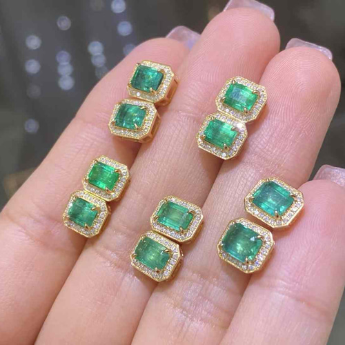 天然 エメラルド ダイヤ ピアス1.5ct k18 ¥ 