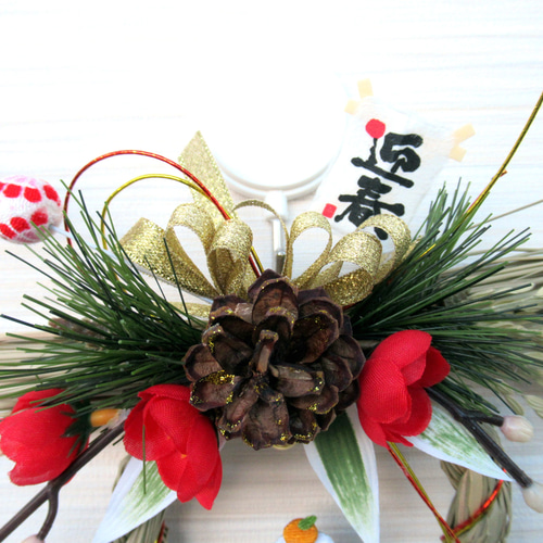 2025しめ縄☆ 正月飾り 巳（へび）のお正月リース飾り 小25-6 リース