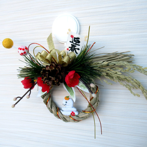 2025しめ縄☆ 正月飾り 巳（へび）のお正月リース飾り 小25-6 リース