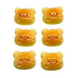 アクリルパーツ デコ クマ 6個 パン風 こんがり ハンドメイド 手芸 材料 貼り付け pt-2666 3枚目の画像