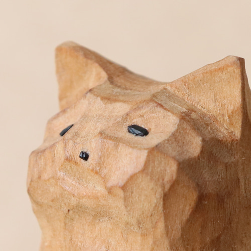 猫置きもの、木彫りインテリア 心にぽっかり穴が開いた猫」木彫り 木製 ネコの置物 インテリア雑貨