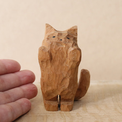 「お手上げな猫」招き猫 木彫り 木製 ネコの置物 インテリア雑貨（木材：山桜）（No.N0055） 19枚目の画像