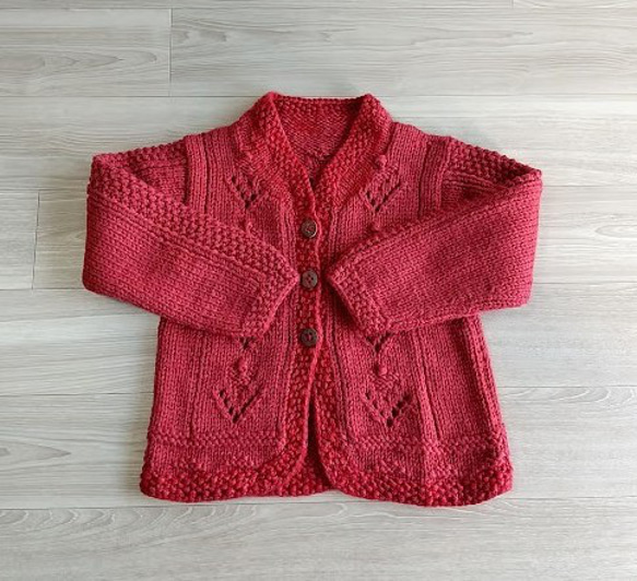 手編み＞赤のカーディガン ニット・セーター am-amu-amuu-工房a 通販