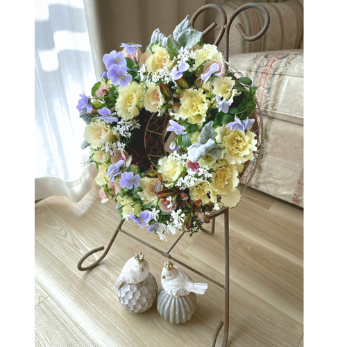 ミニ葉牡丹とビオラの寄せ植えリース ☆*:.｡. 幸せのwreath 「 淑女の