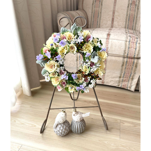 ミニ葉牡丹とビオラの寄せ植えリース ☆*:.｡. 幸せのwreath 「 淑女の