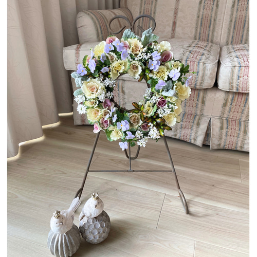 ミニ葉牡丹とビオラの寄せ植えリース ☆*:.｡. 幸せのwreath 「 淑女の