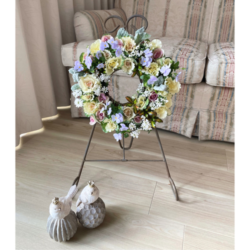 ミニ葉牡丹とビオラの寄せ植えリース ☆*:.｡. 幸せのwreath 「 淑女の