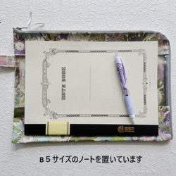 B5　L字ファスナー　クリアポーチ　ペインテッドトラベルズ　リバティ　ラミネート　♡油絵のような花柄のデザイン 11枚目の画像