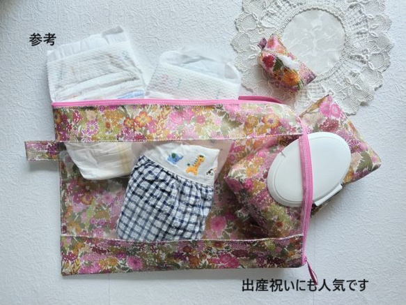 B5　L字ファスナー　クリアポーチ　ペインテッドトラベルズ　リバティ　ラミネート　♡油絵のような花柄のデザイン 7枚目の画像
