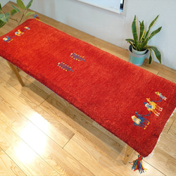 ペルシャ　ギャッベ ミニランナー　116×40 茜色　生命の木　花 完売】ペルシャ絨毯 ギャッベ ミニランナー 生命の木、花 113x40